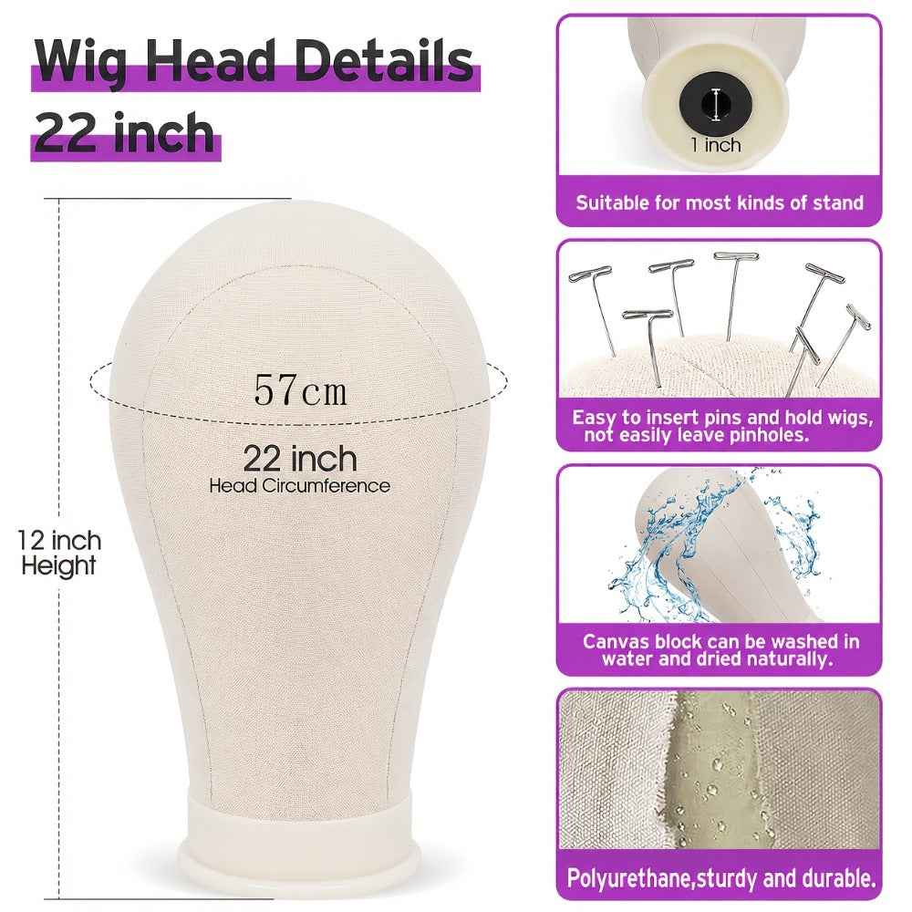 22-Inch Mannequin Head and Adjustable Tripod Stand Set in Pink, Black or White with Styling Accessories