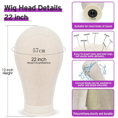 22-Inch Mannequin Head and Adjustable Tripod Stand Set in Pink, Black or White with Styling Accessories