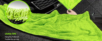 Microfiber Car Drying Towel 1400GSM – Dual-Sided Scratch-Free Twist Yarn Cloth, 48"x24" High-Absorbency Car Wash Towel