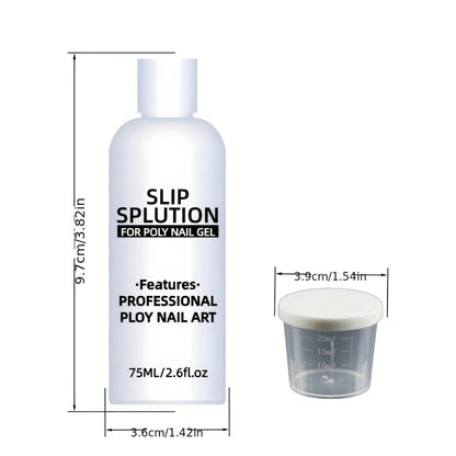 75 ml Poly Gel Slip Solution with Container for Nail Extension Gel Shaping and Home Manicure Use