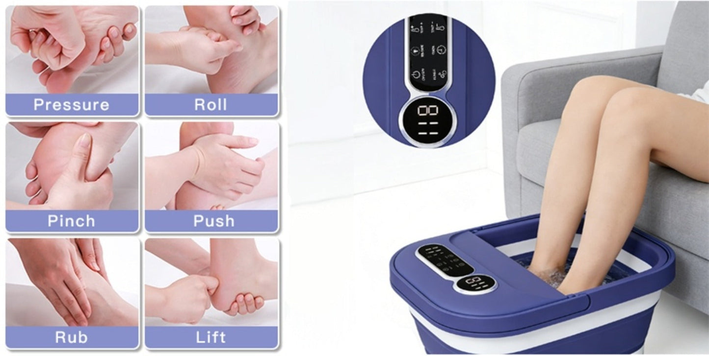 Collapsible Foot Spa with Heater, Temperature Control, Bubbles, Six Rollers and Two Color Options