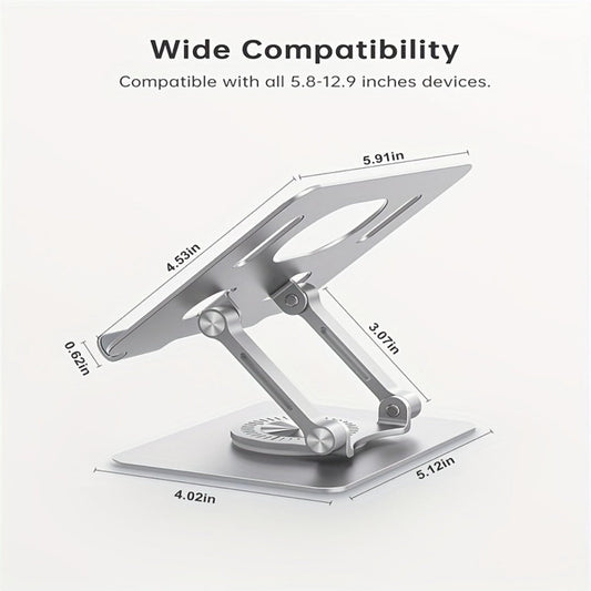 KEXIN Adjustable Aluminum Tablet Stand, 360° Rotating Base, Universal Desktop Holder for iPad, Fire Tablet, Kindle & Smartphones – Silver/Black/Blue