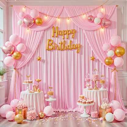 4-Pack 5x10ft Elegant Spandex Photography Backdrop | Wear-Resistant, Wrinkle-Free, Soft & Opaque Party Decoration Banners for Weddings, Birthdays, Stages, Exhibitions & Events
