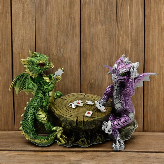 Dragons Playing Chess Figurine – 6.5" Decorative Polyresin Dragon Statue Sculpture for Home, Office & Bookshelf Decor, Unique Collectible Gift for Housewarming, Birthday & Holiday