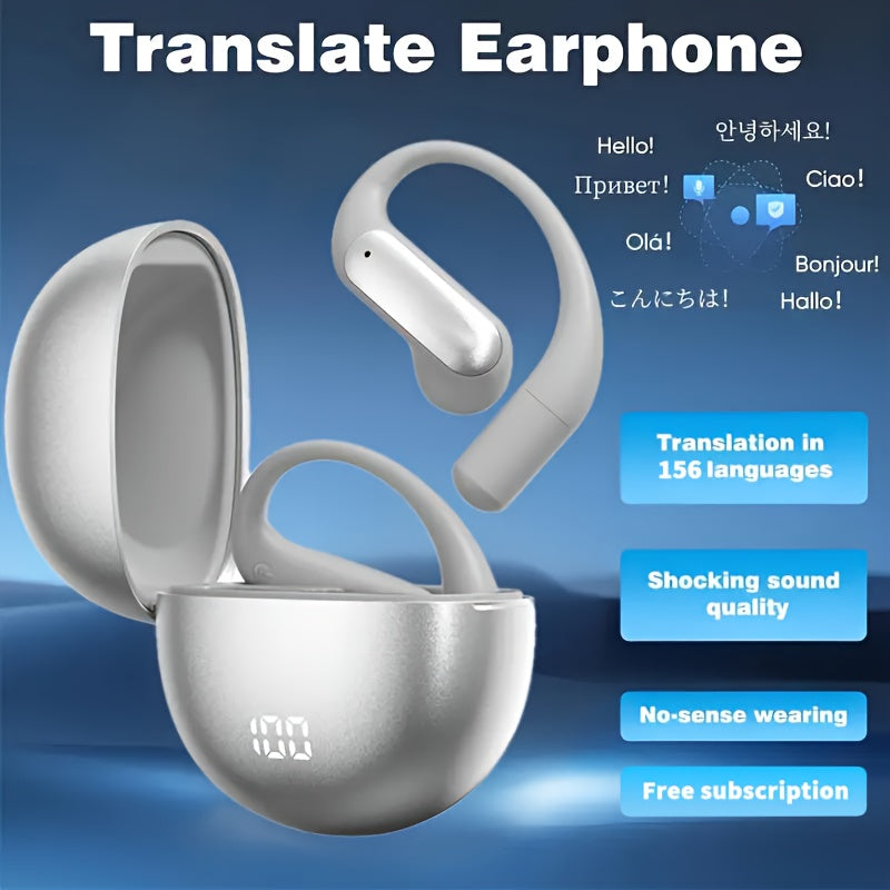 156-Language-Labeled Translation Earbuds with Ear-Hook Design, Bluetooth 5.0 Marking and Five Colors