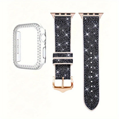 Rhinestone Mesh Watch Band and Matching Case Set for Apple Watch in 19 Color-and-Size Options
