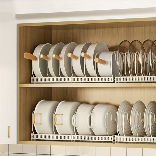 13-Shelf Metal Kitchen Storage Rack Organizer – Extendable Cookware & Utensil Shelf for Cabinet, Countertop, Sink – Freestanding Kitchen Cabinet Organizer with Golden Tube Design