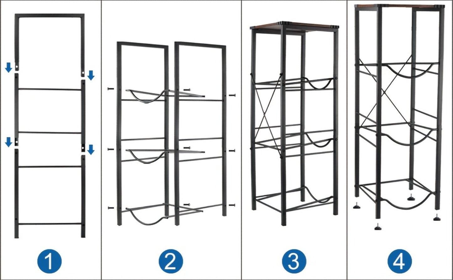 Water Jug Storage Organizer 3-Tier Black Rack for 5-Gallon Bottles in Kitchen, Office or Living Room