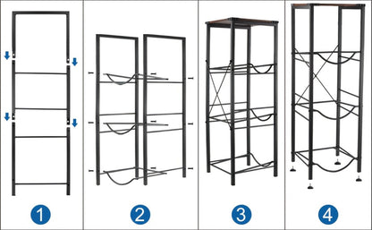 Water Jug Storage Organizer 3-Tier Black Rack for 5-Gallon Bottles in Kitchen, Office or Living Room