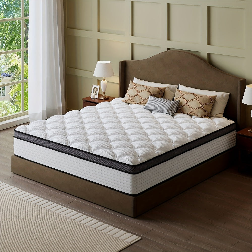 Mattress, Pocket Coil Memory Foam Hybrid Euro Top 8 10 12 14 Inch - Boxed Compressed shown in the main product view