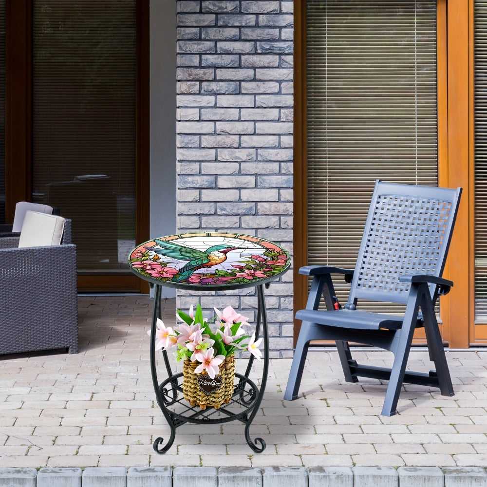 14-Inch Round Mosaic Side Table for Work, Display, and Everyday Use in Living Room detail image - detail view 3