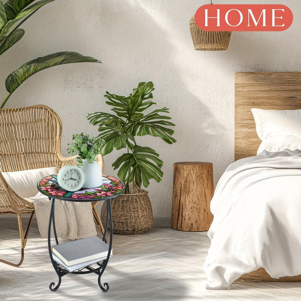 14-Inch Round Mosaic Side Table for Work, Display, and Everyday Use in Living Room detail image - detail view 4