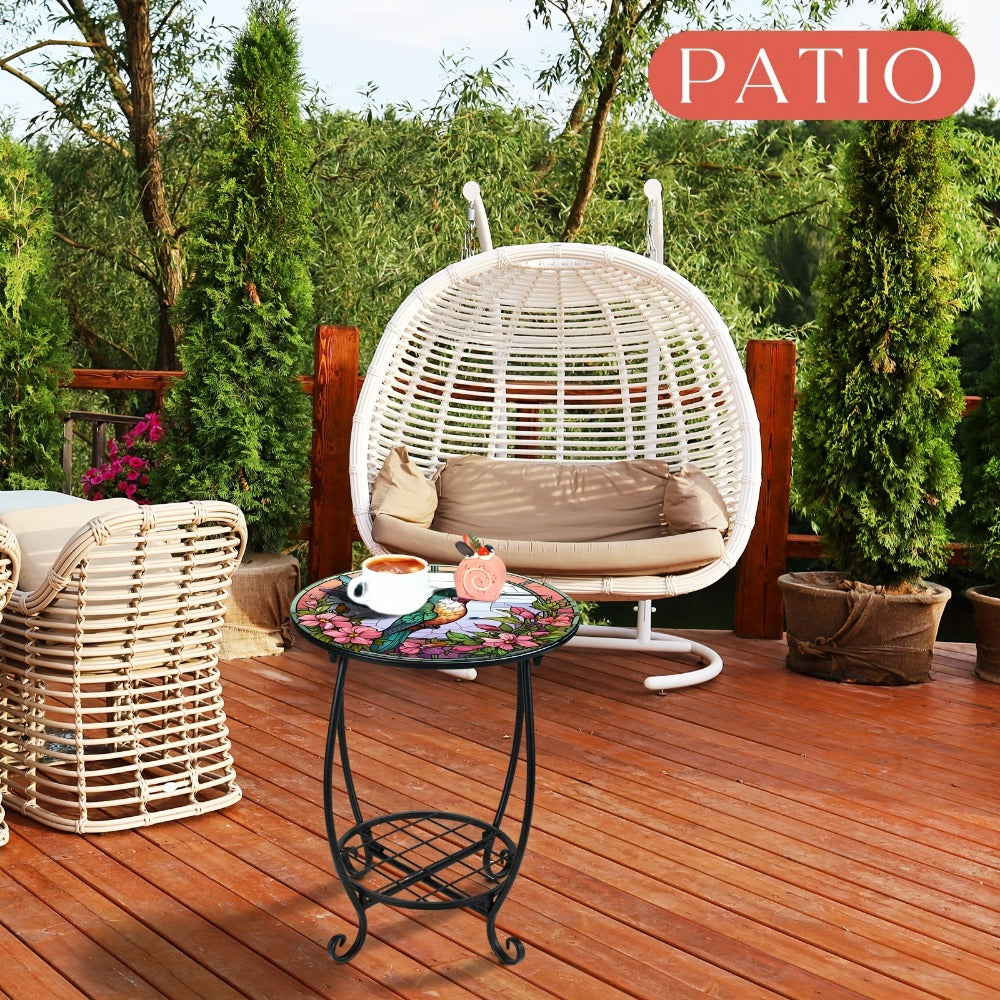 14-Inch Round Mosaic Side Table for Work, Display, and Everyday Use in Living Room detail image - detail view 5