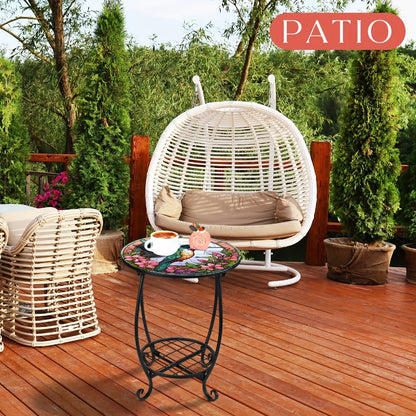14-Inch Round Mosaic Side Table for Work, Display, and Everyday Use in Living Room detail image - detail view 5