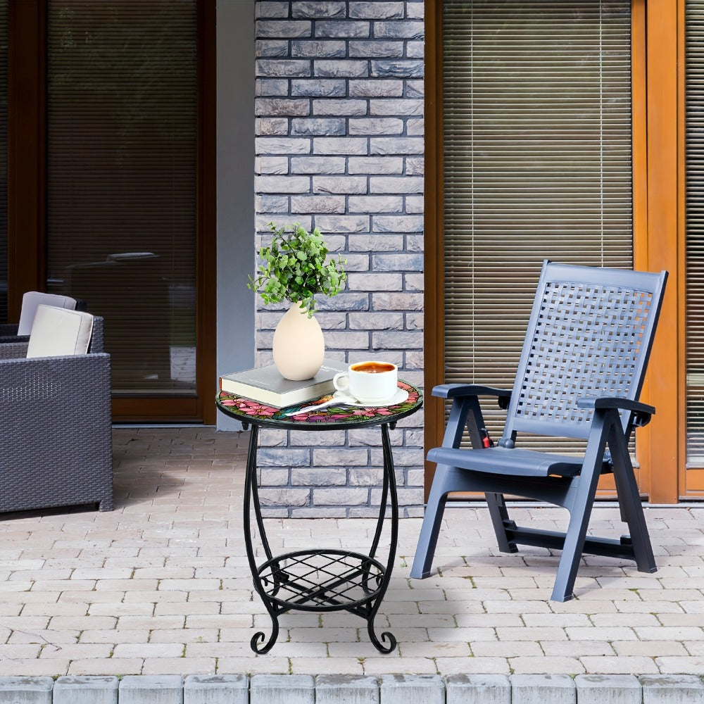 14-Inch Round Mosaic Side Table for Work, Display, and Everyday Use in Living Room detail image - detail view 6