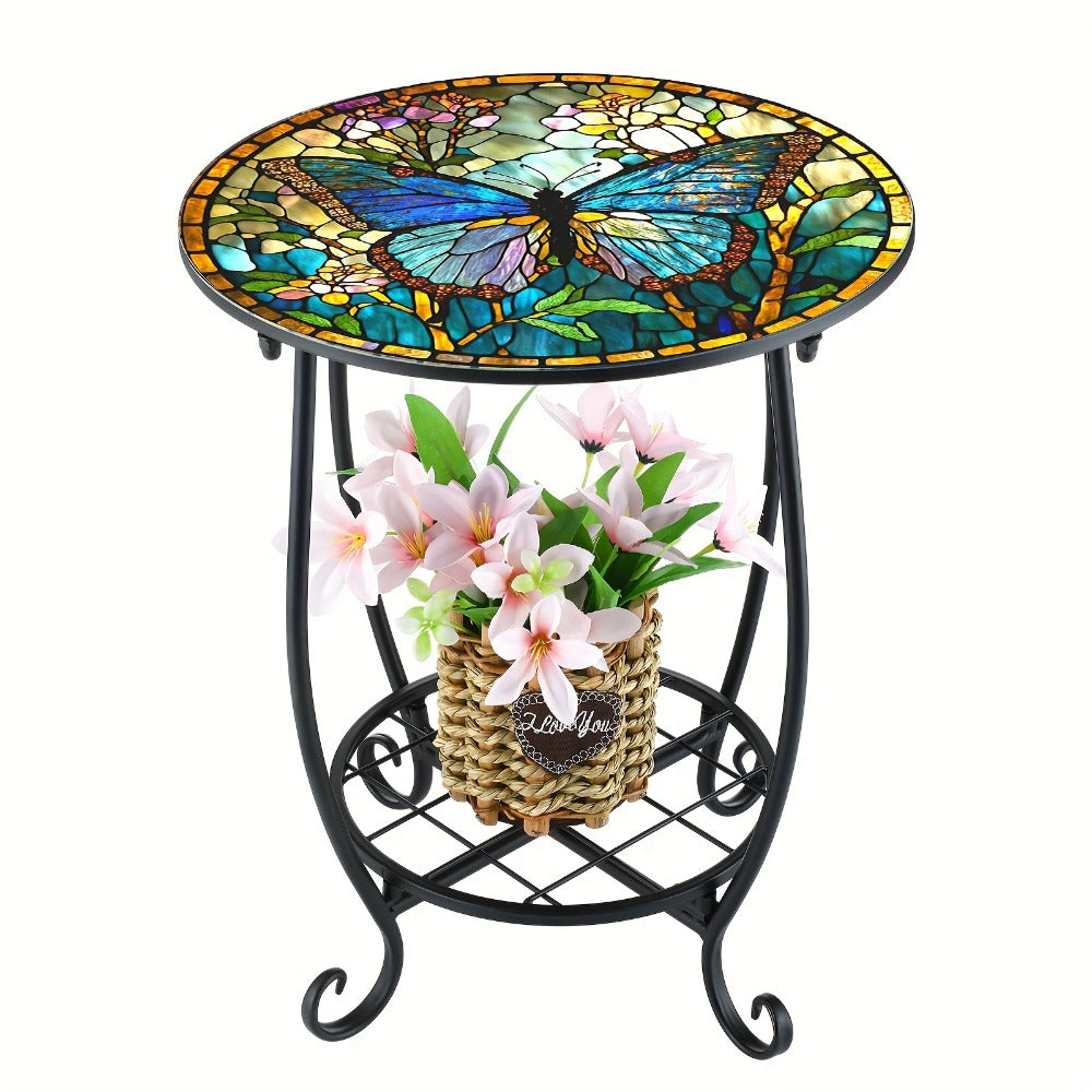 14-Inch Round Outdoor Side Table, Outdoor Accent Table for Patio detail image - detail view 3