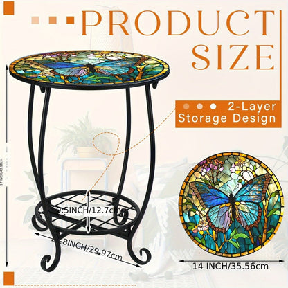 14-Inch Round Outdoor Side Table, Outdoor Accent Table for Patio detail image - detail view 4