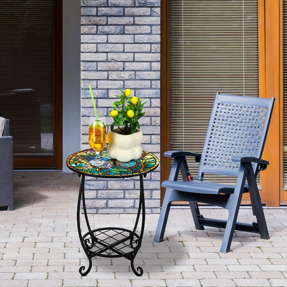14-Inch Round Outdoor Side Table, Outdoor Accent Table for Patio detail image - detail view 6