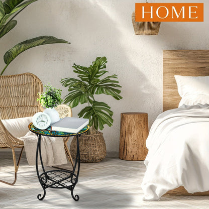 14-Inch Round Outdoor Side Table, Outdoor Accent Table for Patio detail image - detail view 7