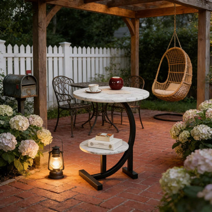 14-Inch Round Outdoor Side Table with Solid Wood Construction detail image - detail view 5