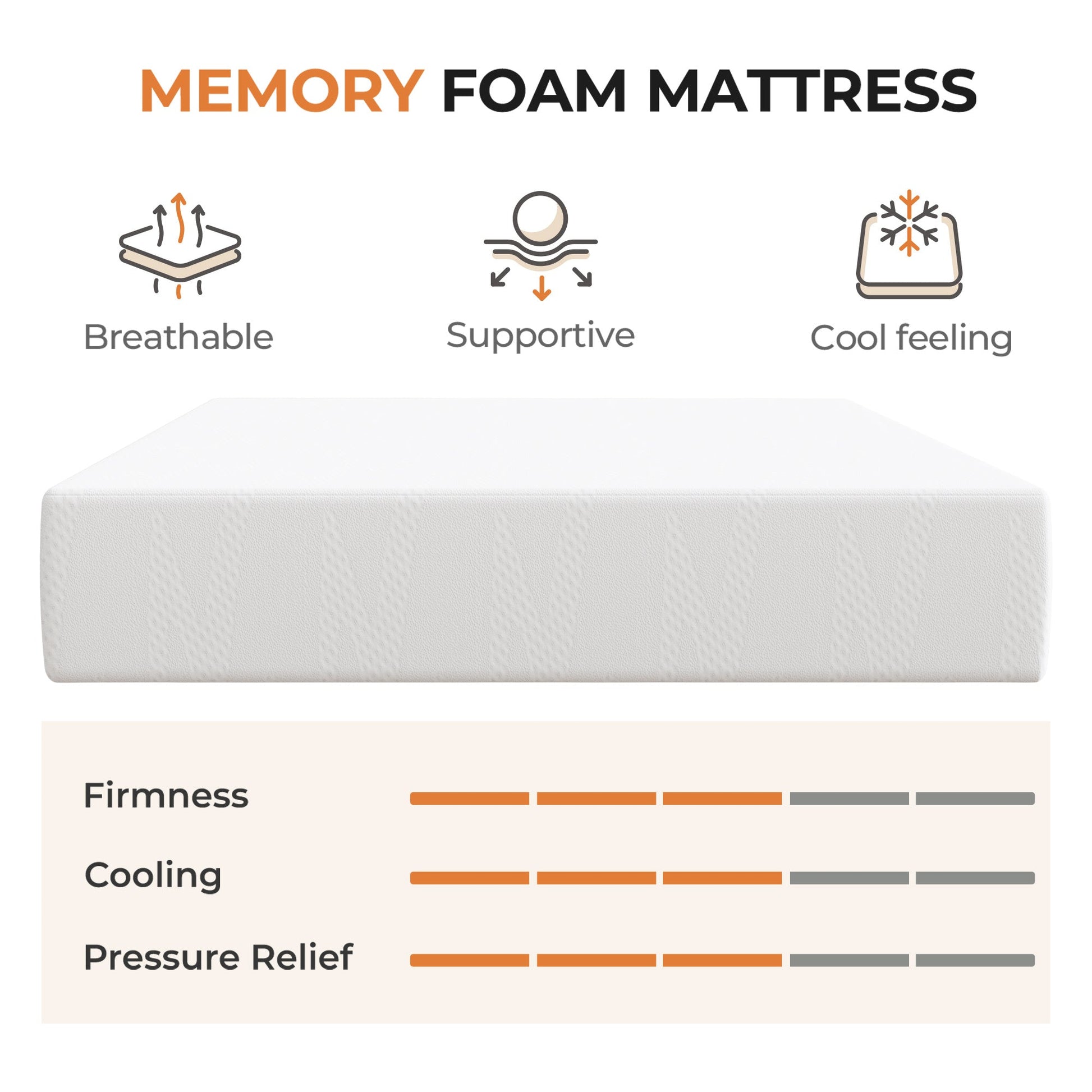 14-Inch Twin Mattress with Memory Foam, Sleep Support Mattress detail image - detail view 19
