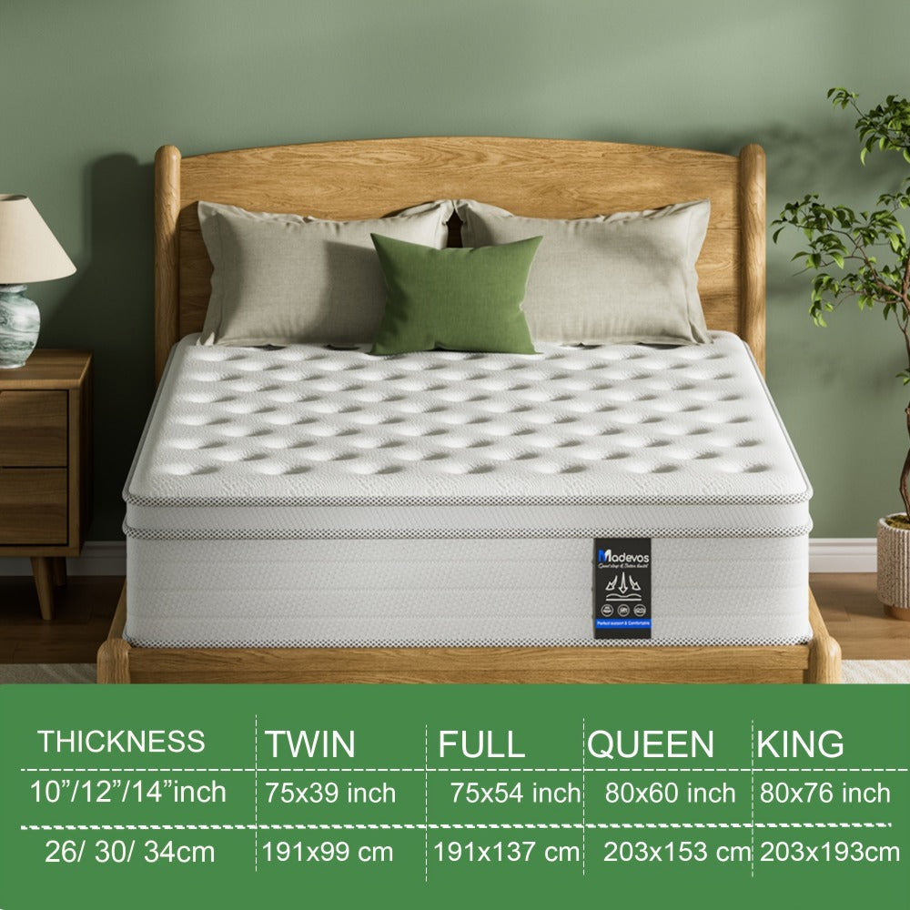 14-Inch Twin Mattress with Pocket Springs and Memory Foam for Bedroom detail image - detail view 3