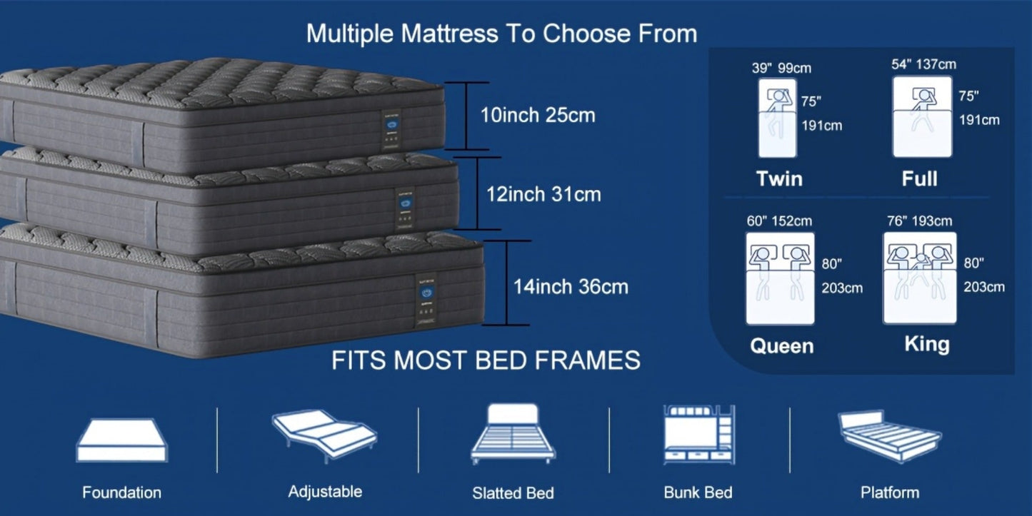 14-Inch Twin Mattress with Pocket Springs, Medium-Firm Bed Mattress for Bedroom detail image - detail view 17