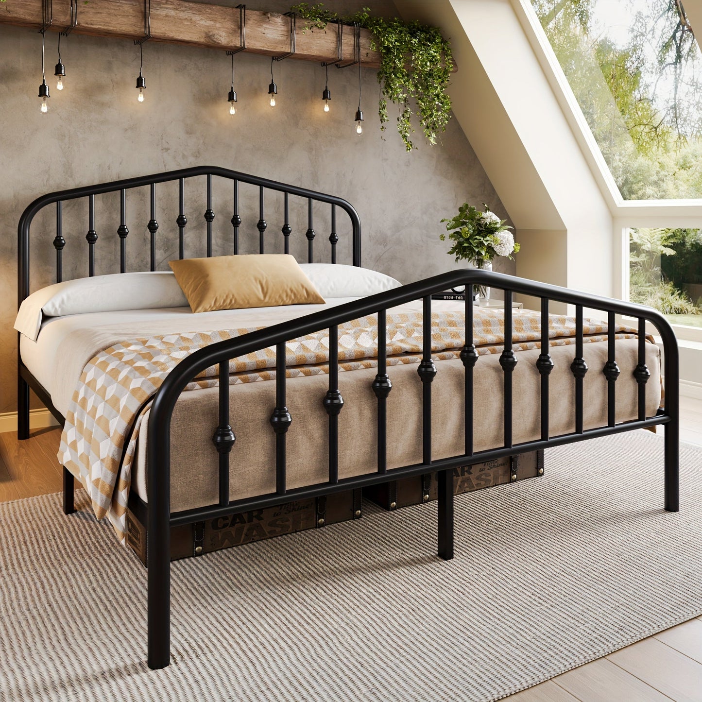 Platform Bed Frame shown in the Black, Full option