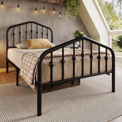 Platform Bed Frame shown in the Black, Twin option