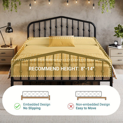 14-Inch Wrought Iron Platform Bed Frame with Headboard and Footboard detail image - detail view 15