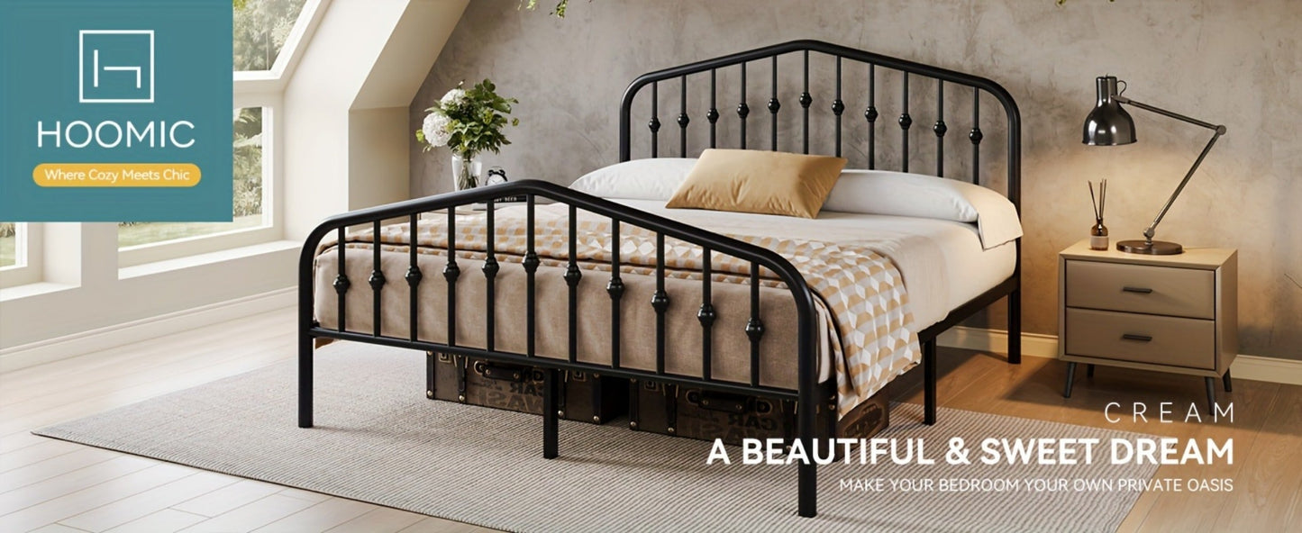 14-Inch Wrought Iron Platform Bed Frame with Headboard and Footboard detail image - detail view 16