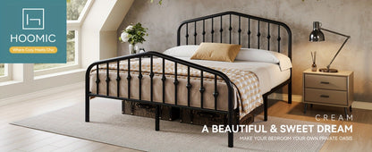 14-Inch Wrought Iron Platform Bed Frame with Headboard and Footboard detail image - detail view 16