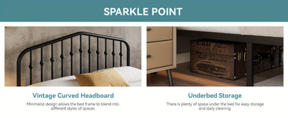 14-Inch Wrought Iron Platform Bed Frame with Headboard and Footboard detail image - detail view 18