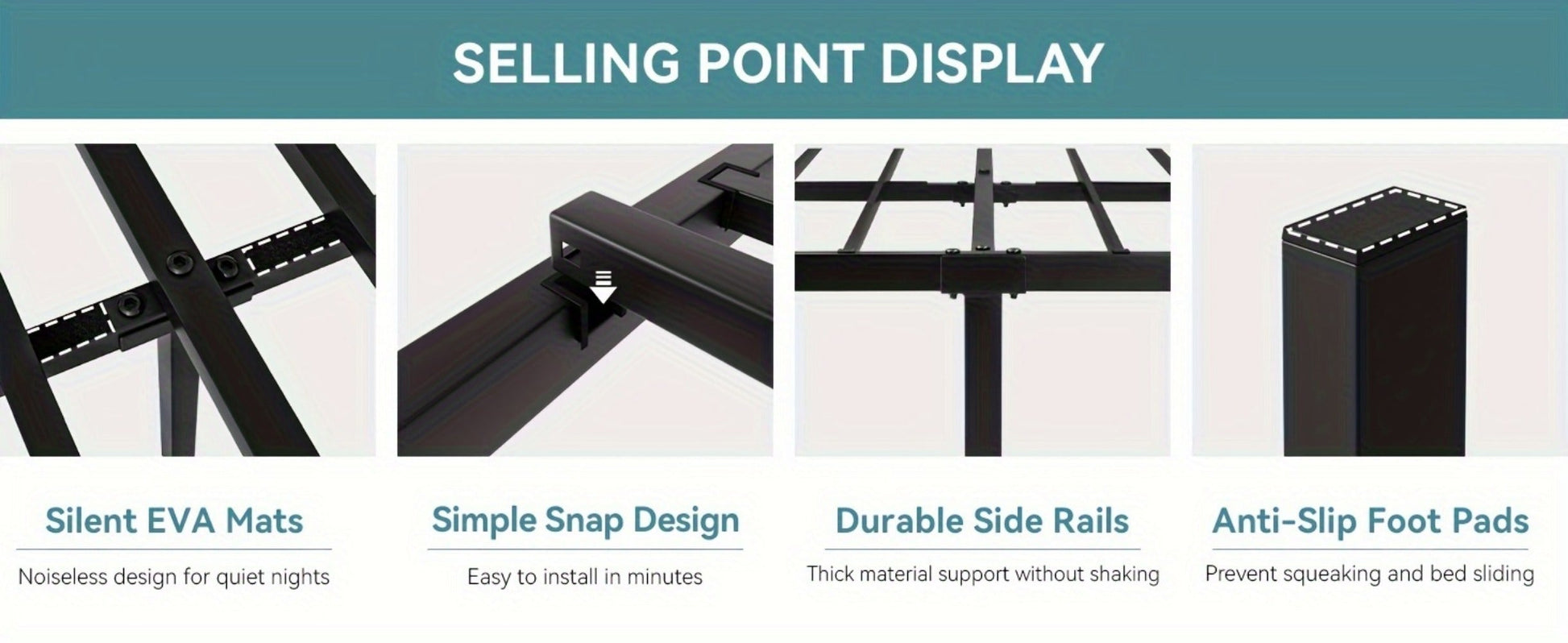 14-Inch Wrought Iron Platform Bed Frame with Headboard and Footboard detail image - detail view 19