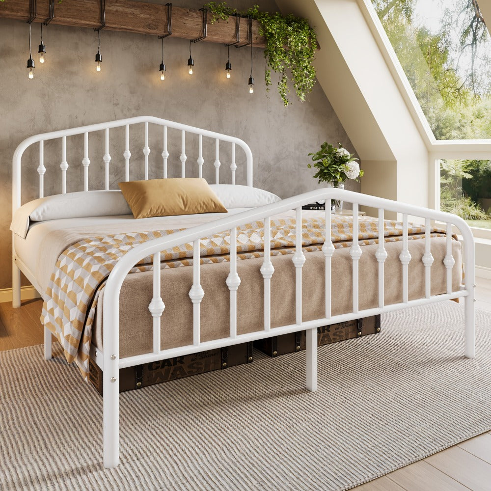 14-Inch Wrought Iron Platform Bed Frame with Headboard and Footboard detail image - detail view 5