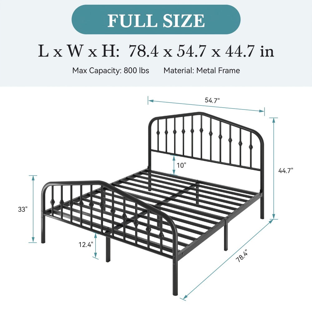 14-Inch Wrought Iron Platform Bed Frame with Headboard and Footboard detail image - detail view 6
