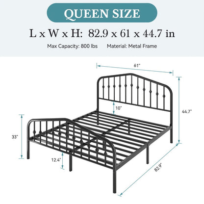 14-Inch Wrought Iron Platform Bed Frame with Headboard and Footboard detail image - detail view 8