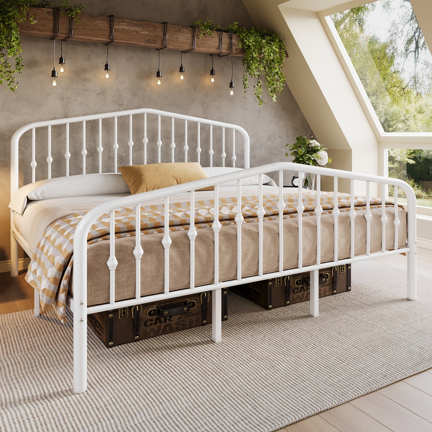 Platform Bed Frame shown in the White, King option