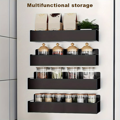 Magnetic Storage Box Organizer for Refrigerator, Washing Machine & Coffee Machine – Strong Magnetic Adsorption No-Drill Spice Rack & Kitchen Organizer, Stylish Household Storage (Black/White, 2/4pcs)