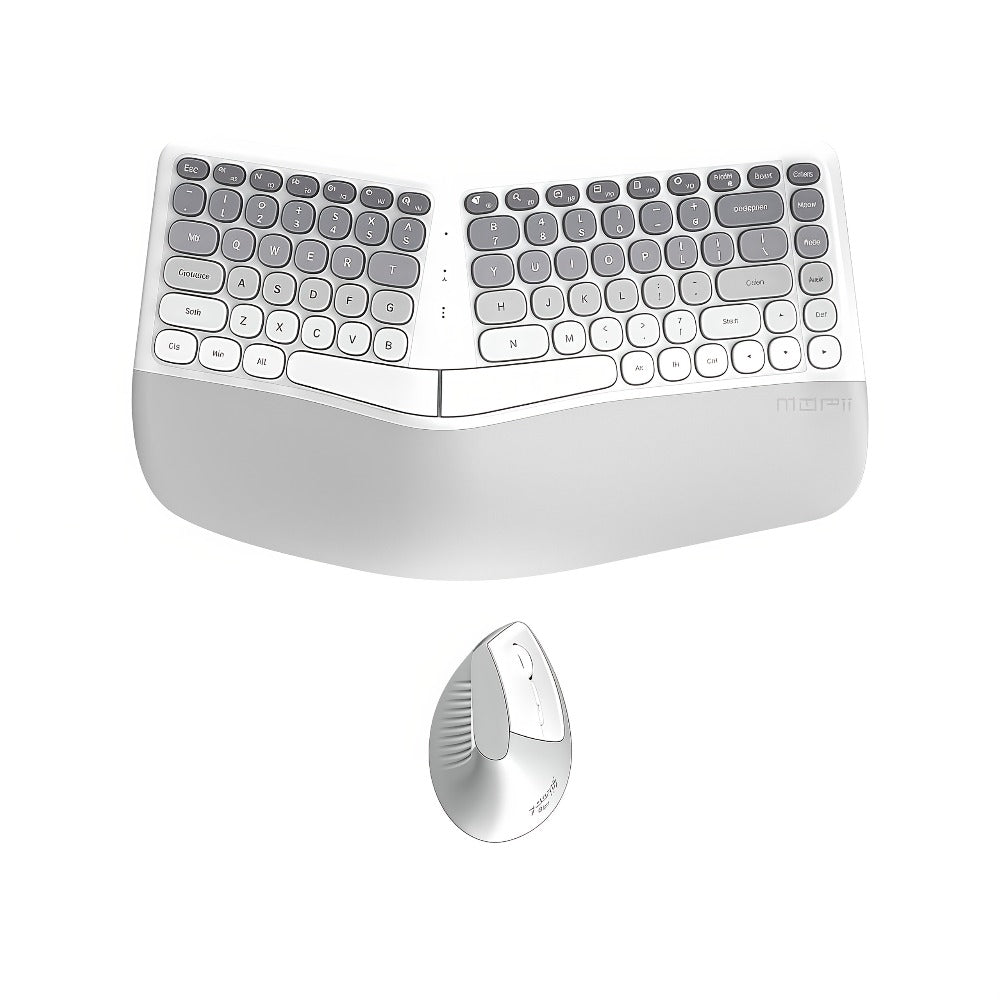Ergonomic Wireless Keyboard and Mouse Combo with Wrist Support Anti-RSI Silent Keys 2.4GHz Plug-and-Play Gray Gradient Design for Office Home Remote Work Typing Comfort (KLZO)