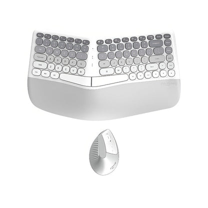 Ergonomic Wireless Keyboard and Mouse Combo with Wrist Support Anti-RSI Silent Keys 2.4GHz Plug-and-Play Gray Gradient Design for Office Home Remote Work Typing Comfort (KLZO)