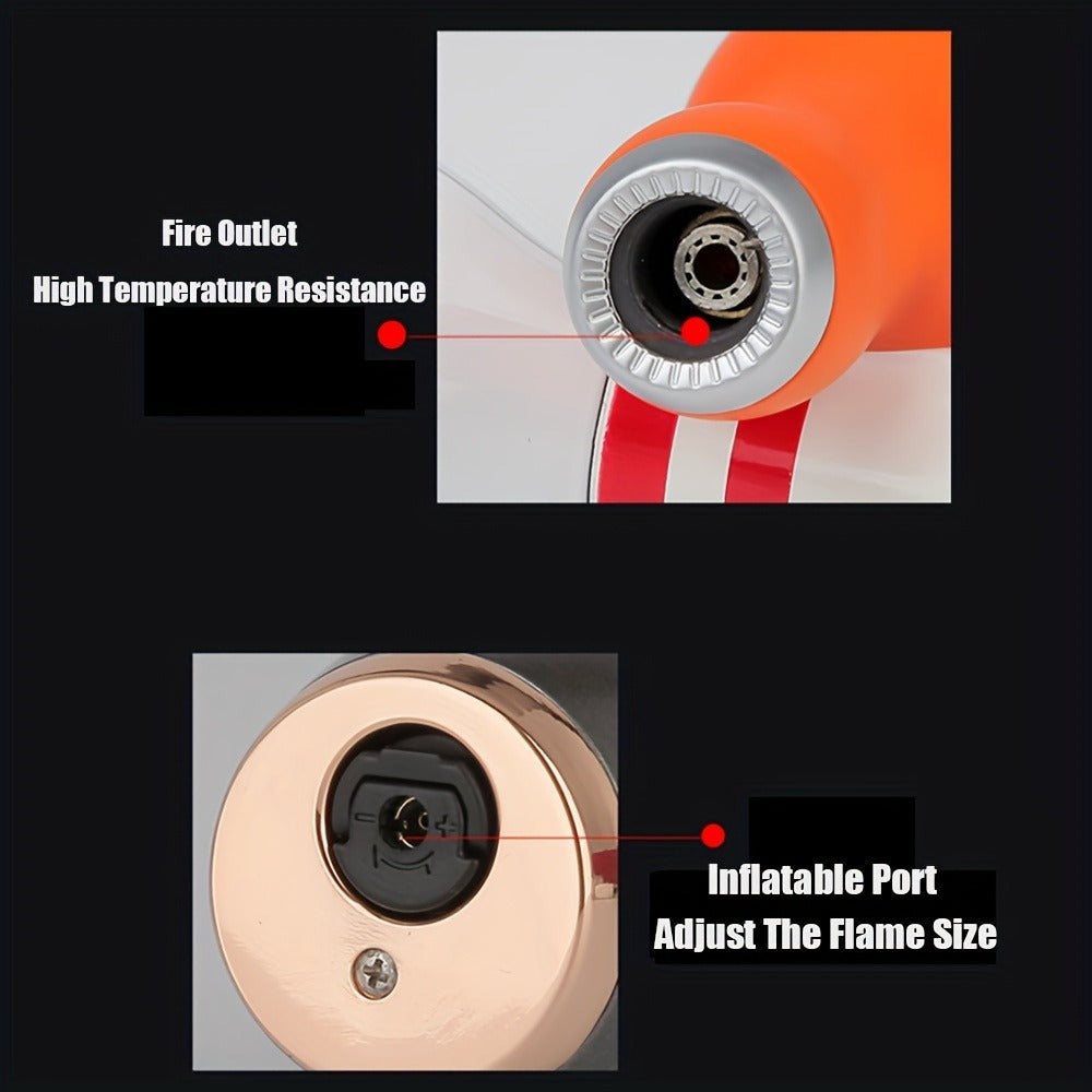 Bowling-Pin-Shape Jet-Flame Butane Lighter with Push-Button Ignition in Two White Checkout Options