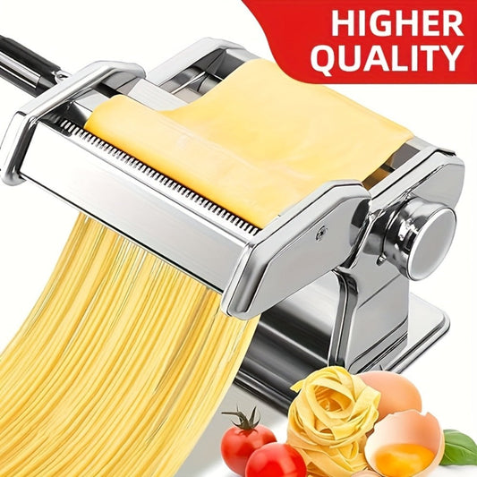 Pasta Machine with 8 Adjustable Thickness Settings, 2-in-1 Stainless Steel Manual Pasta Maker with Roller & Cutter, Homemade Noodle Maker for Spaghetti Fettuccine Lasagna Dumpling Wrappers