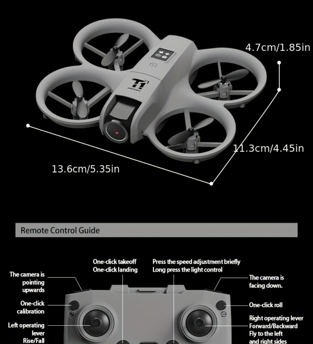 Mini 4K FPV Drone 180° Rotating Dual Camera Optical Flow Positioning Dual Batteries 360° Flip One-Key Takeoff Anti-Shake | RC Quadcopter Toy for Beginners Boys Girls Kids | Birthday Christmas Gift