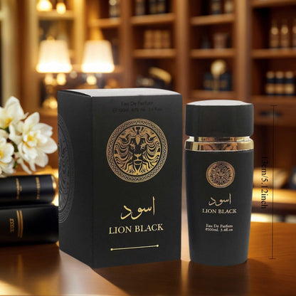 3.4 oz Lion Black Oriental Eau de Parfum Spray for Men with Oud-Inspired Fragrance Notes for Daily Wear