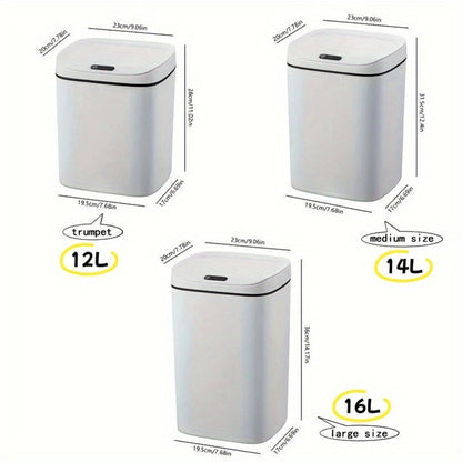 Motion-Activated Touchless Trash Can with Lid – Smart Sensor Waste Bin for Kitchen, Bathroom, Office & Home, Minimalist Rectangular Design, Battery Powered, 3-4 Gallon