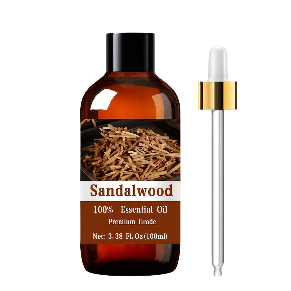 Essential Oil Sandalwood Warm Woody Aroma in 100ml Bottle for Diluted Topical, Diffuser and Massage Use