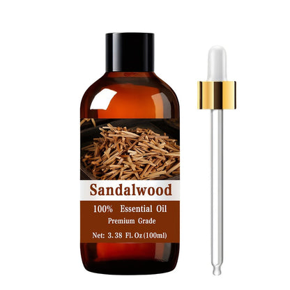 Essential Oil Sandalwood Warm Woody Aroma in 100ml Bottle for Diluted Topical, Diffuser and Massage Use