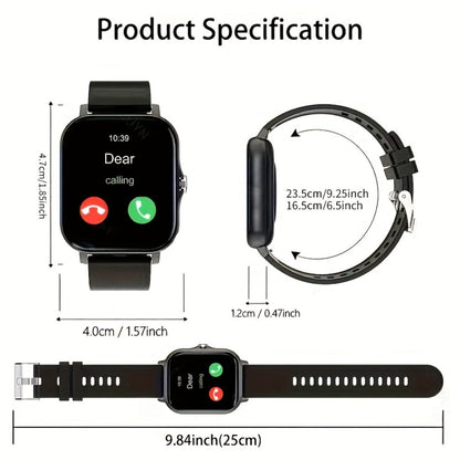 Smartwatch with Free Bonus Strap, 1.83" Full Touch Screen, Phone Answering & Message Notifications, Step & Calorie Pedometer, Multiple Exercise Modes, Weather Alerts, Heart Rate Monitor – Men & Women Android & iPhone