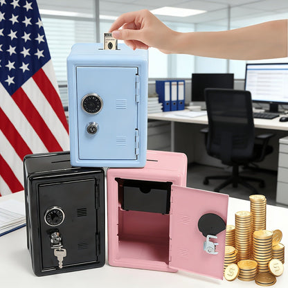 Metal Coin Bank Safe with Key and Combination Lock – Secure Steel Money Box with Removable Drawer, Coin Slot & Cash Storage for Home Office, Kids Gift